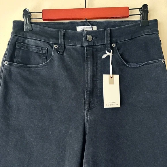 Good American | Good Waist Long Slit Outseam Skinny Jeans Black 12/31 NWT - Picture 4 of 10